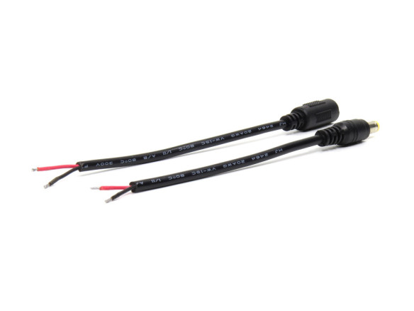 Комплект роз'ємів живлення DC 5.5×2.1 мм (мама + тато) з кабелем 15 см (20AWG, 0.50 мм²)