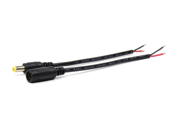 Комплект роз'ємів живлення DC 5.5×2.1 мм (мама + тато) з кабелем 15 см (20AWG, 0.50 мм²)