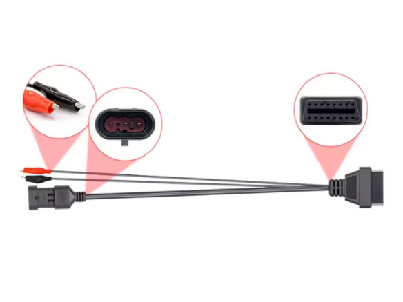 Адаптер 3-pin на OBD2 (16-pin) з живленням від АКБ для Fiat, Alfa Romeo, Lancia, Chery