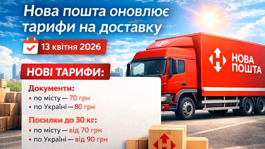 Нова пошта оновлює тарифи на доставку з 13 квітня 2026